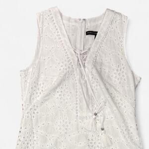 Y2k coquette cottagecore pointelle sleeveless white dress WHBM size 4